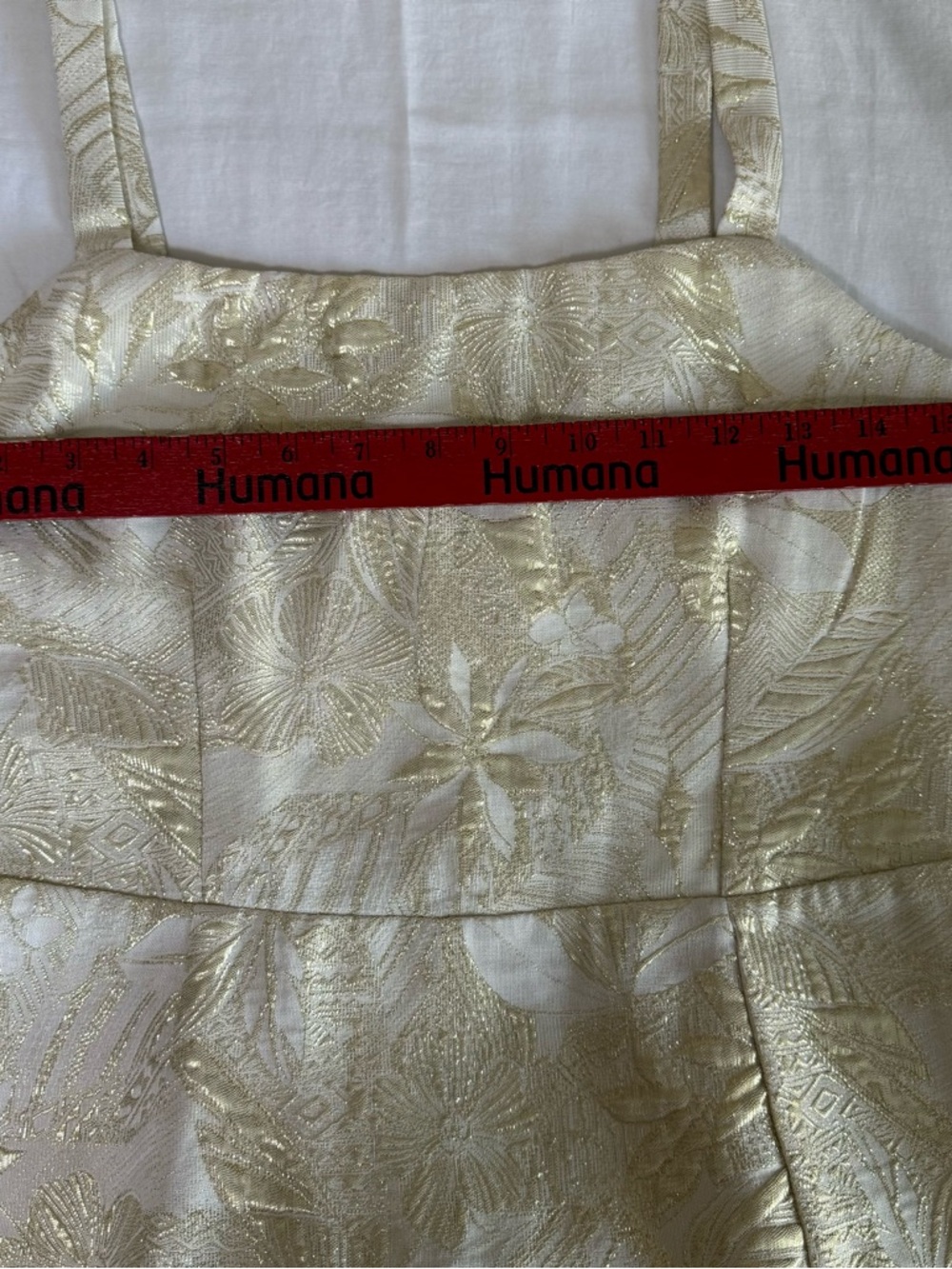 NWT Lulu’s Shine for Us Cream Gold Metallic Tropical Jacquard Mini Dress Size M - Picture 3 of 8